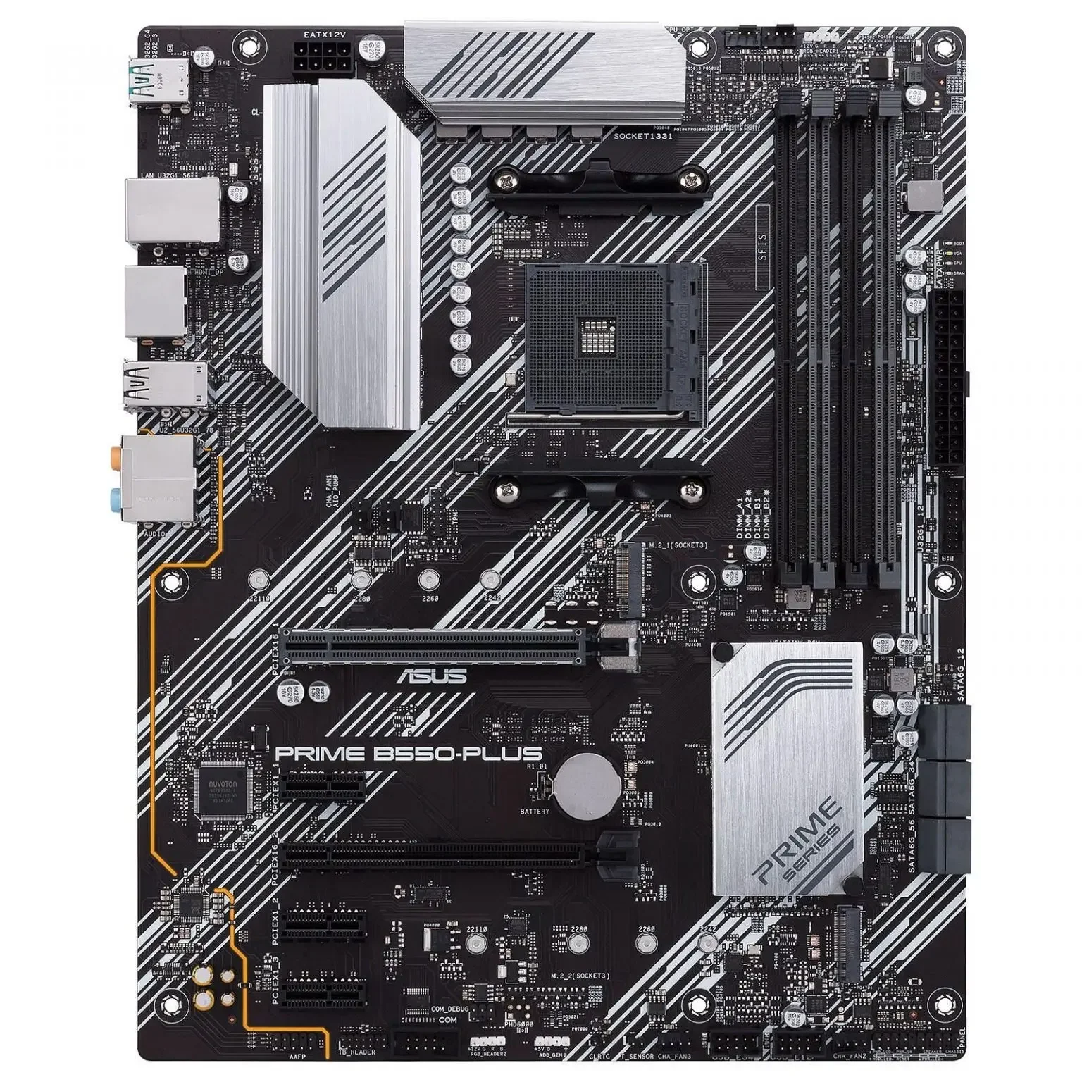 ASUS PRIME Motherboard PRIME B550-PLUS With AM4 Socket for 3rd Gen AMD Ryzen Processors 4x DIMM Max. 128GB DDR4 ATX Form Factor