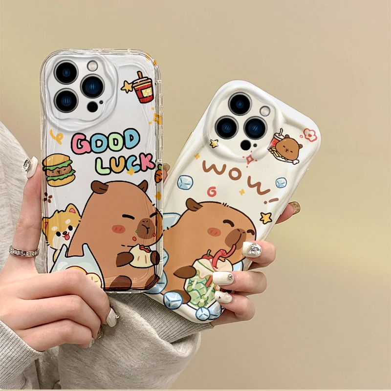 

Cute Cartoon Capybara Graphic Phone Case For iPhone 16 Pro Max Case 15 14 13 12 11 8 7 Pro X XR XS Max Silicone Shockproof Cover