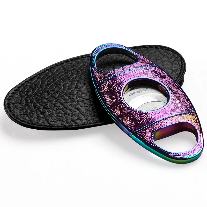 

Professional Stainless Steel Cigar Cutter | Double Razor-Sh^^arp Blades | Colorful Finish with Leather Case