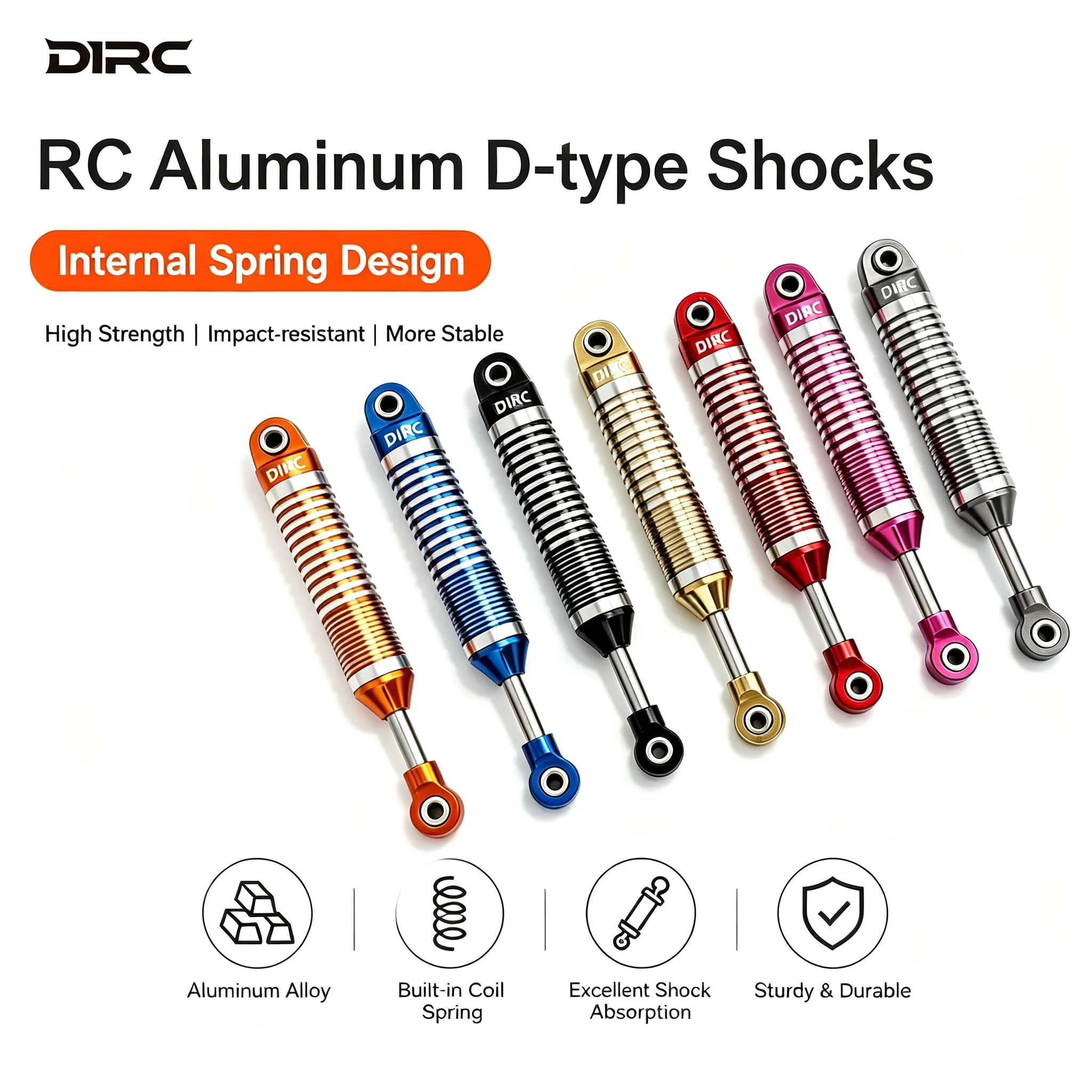 D1RC New D-Shock Series CNC Aluminum Upgrade Parts 100-120mm Adjustable Built-in Spring Oil-Filled RC Shock Absorber for Hobby