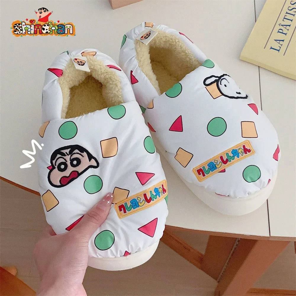 Crayon Shin Chan Kawaii Cute Anime Cartoon Plush Slippers Non-slip Couple Crayon Shin Chan Style Plush Toys Gift Plush Girls