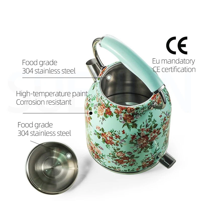 غلاية كهربائية منزلية محمولة ، فولاذ مقاوم للصدأ ، سعة عالية ، انقطاع التيار الكهربائي التلقائي ، فرنسي قديم