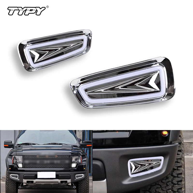 

TYPY 2Pcs for Ford Raptor F150 2019 2010 2012 2013 2014 LED DRL Daytime Running Light Front Running Light Fog Light