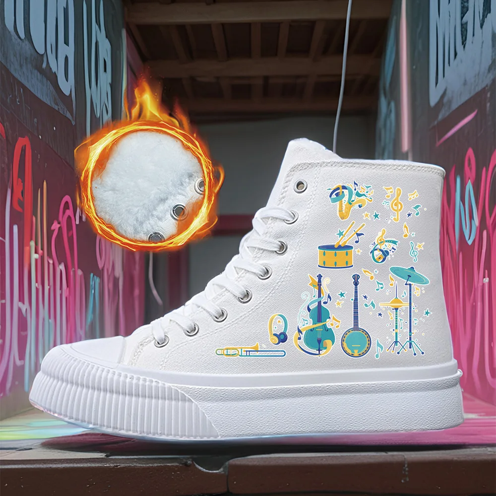 Women's Sports Shoes Student Sports Enthusiasts Spring and Summer Music Festival Women's Canvas Shoes Round Toe High Top Round Toe Flats Bottom Breathable Vulcanized Shoes Digital Printing Women's Shoes