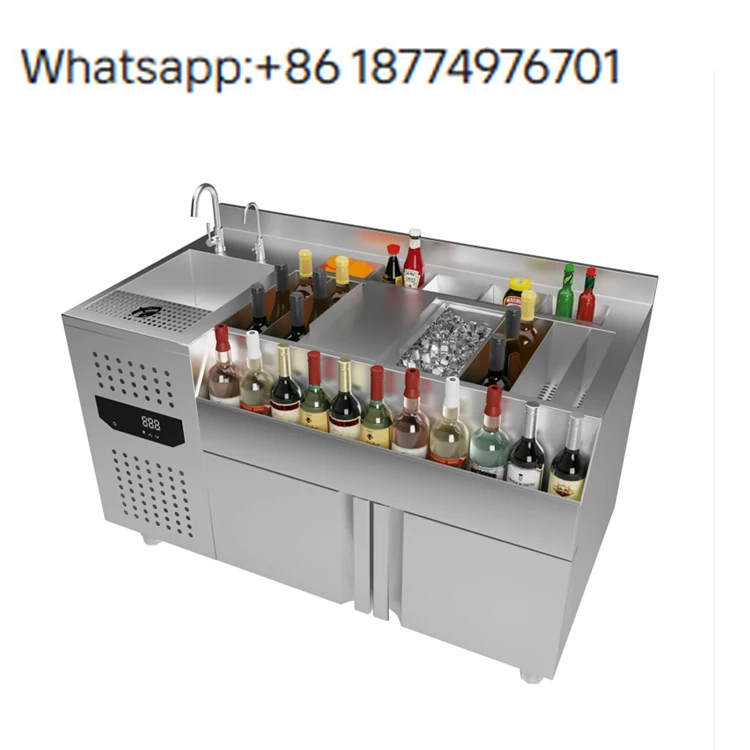 

Профессиональная барная станция OEM для коктейль-бара: рабочая станция из нержавеющей стали с раковиной и дренажной доской, барный стол для бармена