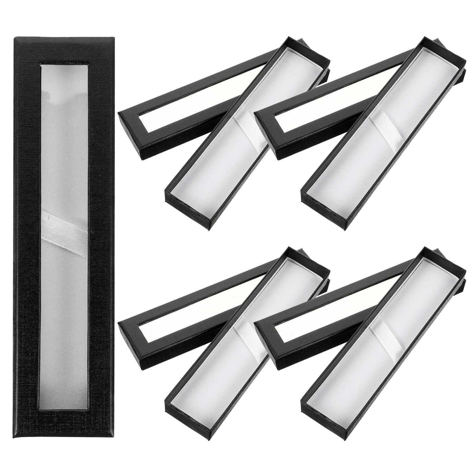 

5 Pcs Signature Pencil Case Stationery Boxes with Clear Lids Packing Empty Cases Holder