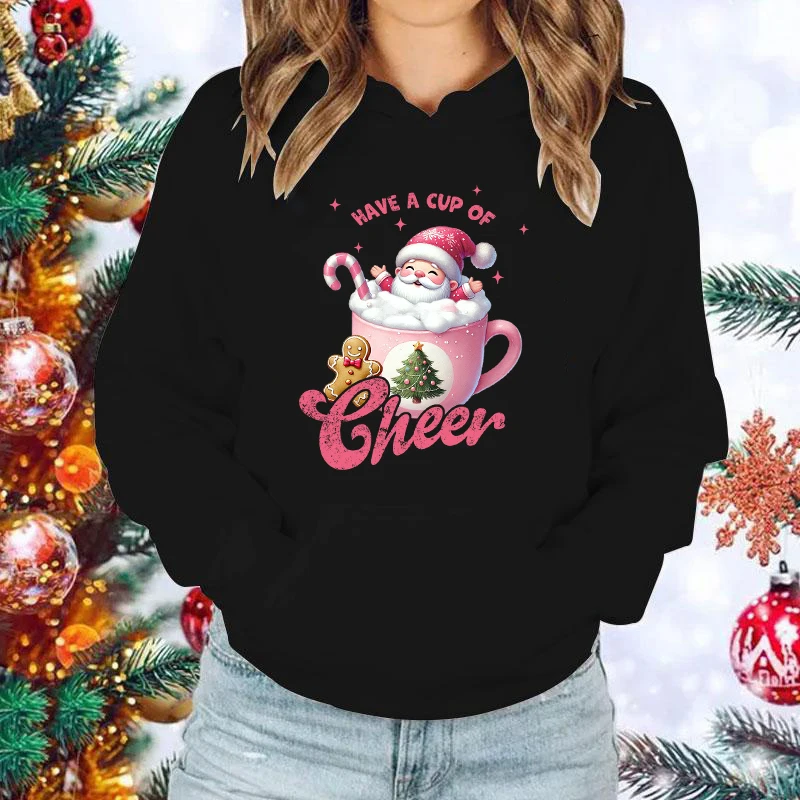 Funny Christmas Gnome Have A Cup Of Cheer Printed Tops Harajuku Hoodie Fashion Sweatshirt Women Men Casual Pullover Hoodie