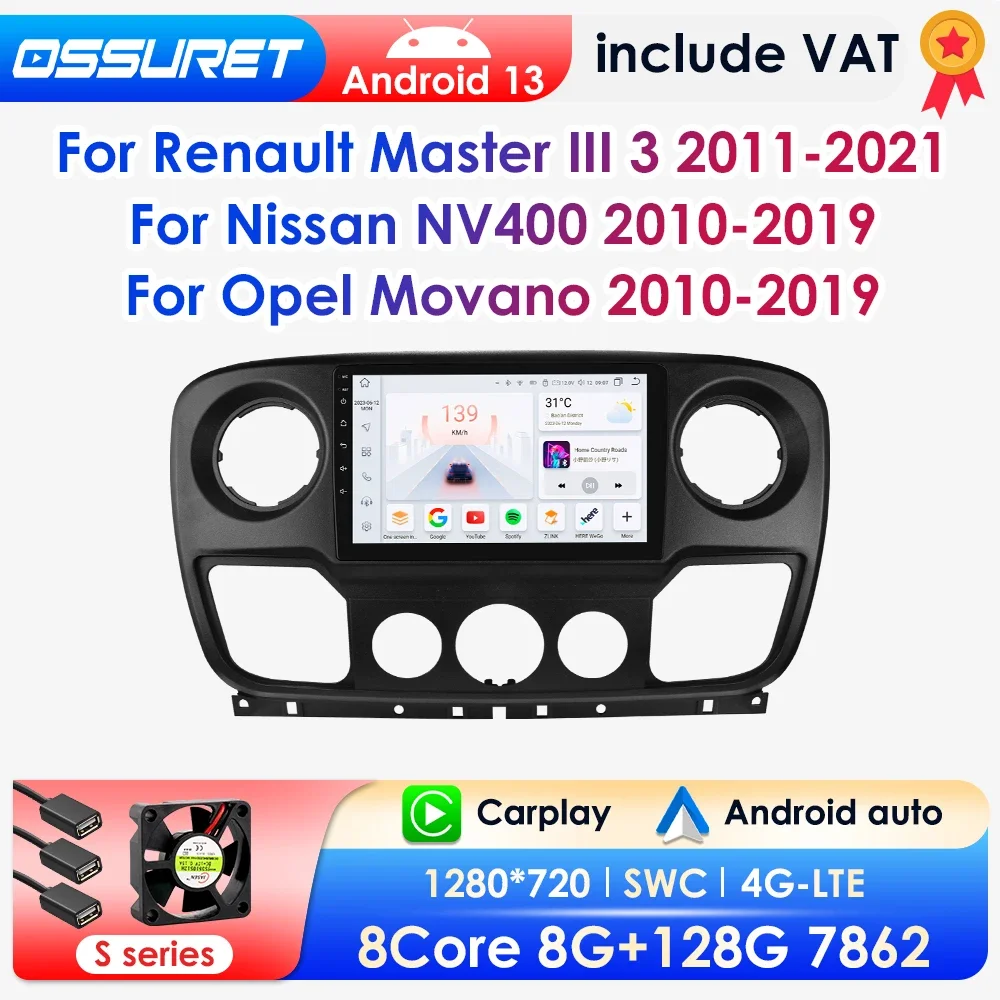 360 Kamera android13 Auto Multimedia Player für Opel Movano für Renault Master III für Nissan NV400 2019-Wireless Carplay