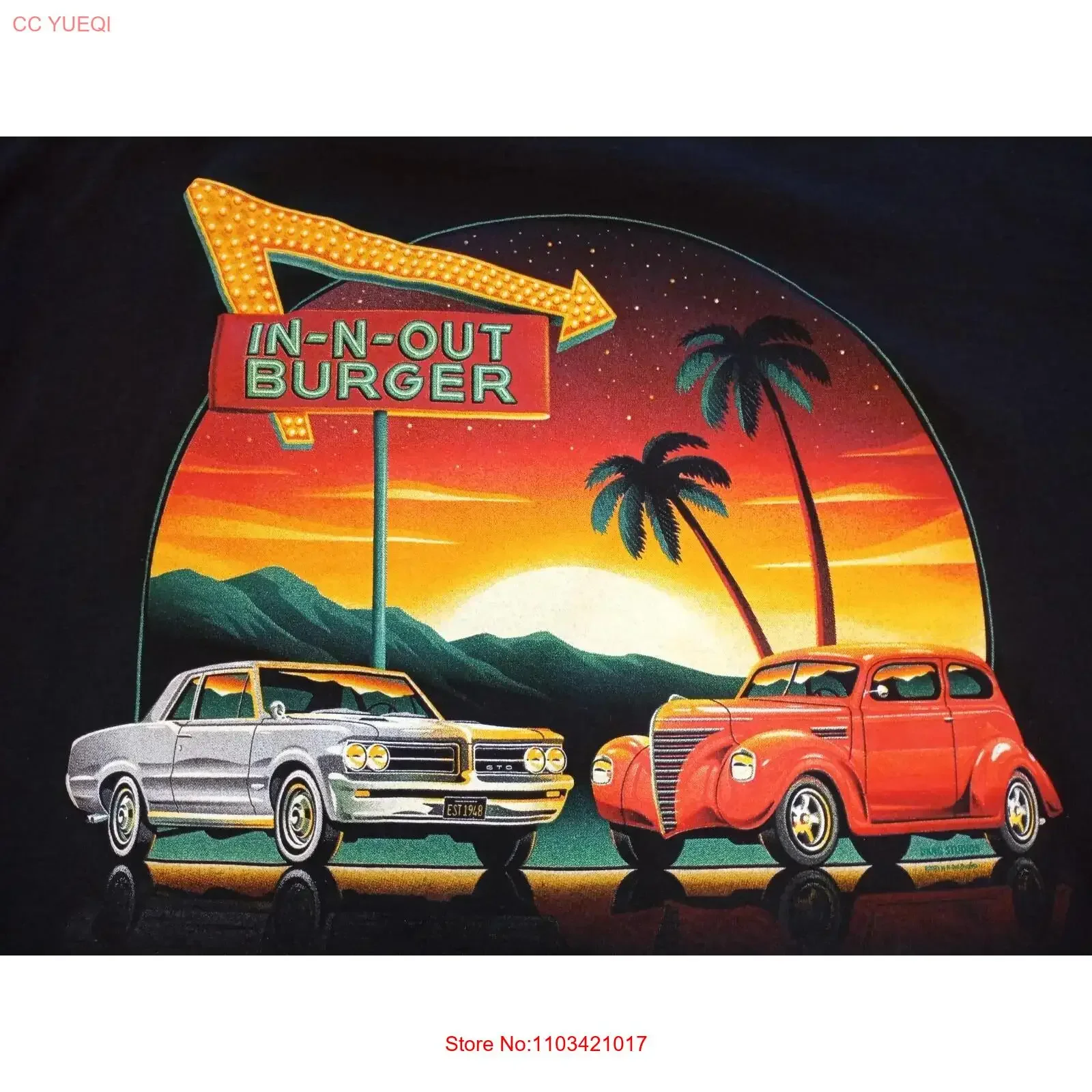 ВИНТАЖНАЯ ФУТБОЛКА 2021 IN N OUT BURGER PALM TREE CALIFORNIA РАЗМЕР XL 23 PITS винтажная стираная мужская повседневная уличная одежда унисекс