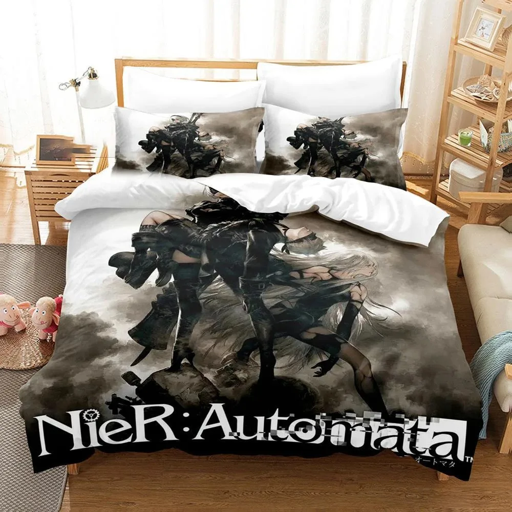 

Game NieR Automata YoRHa No.2 Type B 2B Bedding Set Boys Girls Twin Queen Size Duvet Cover Pillowcase Bed Kids Adult