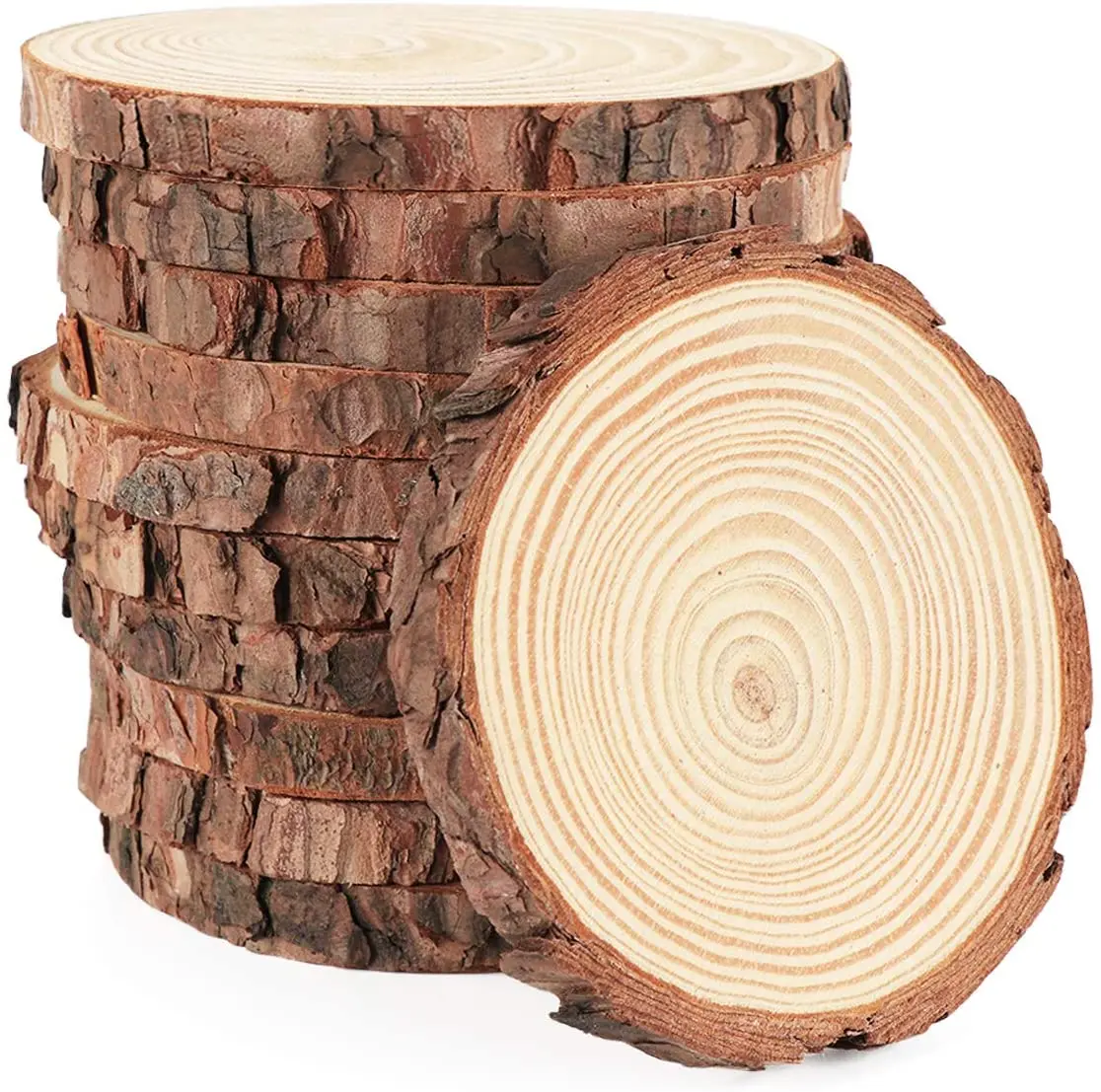 

Natural Pine Round Unfinished Wood Slices 3-16CM Thick Circles With Tree Bark Log Discs DIY Crafts Wedding Party Painting 1-10pc