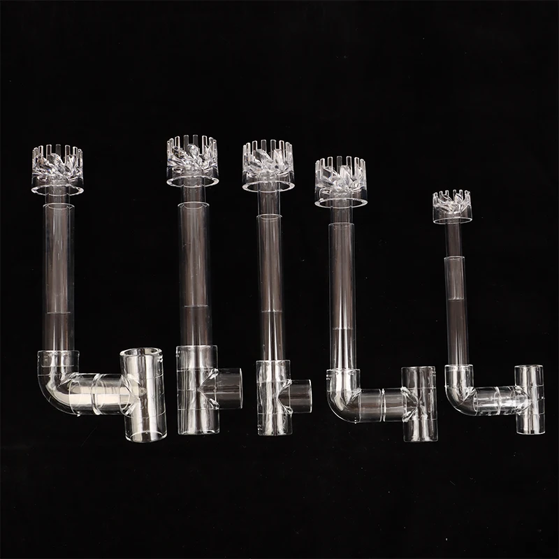 1Set DIY Clear Aquarium Skimmer Acrylic Lily Pipe Spin Inflow Outflow Water Plant Tank Filter Cleaning Fish Tank Accessories