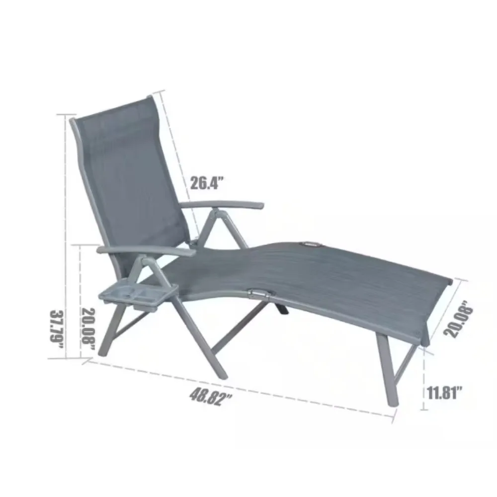 Chaise longue da esterno, set di 2, regolabile, 8 posizioni, senza assemblare, perfetta per la spiaggia
