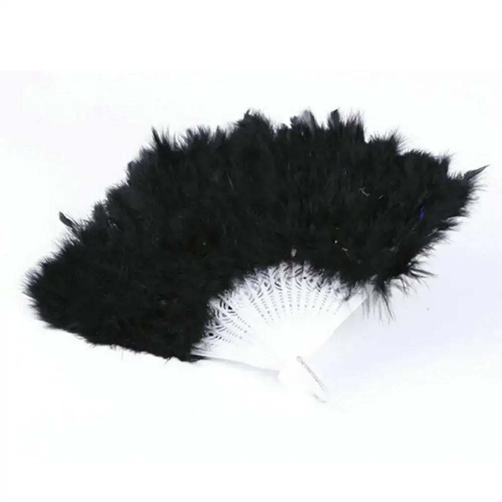 Éventail pliant en plumes Lolita, éventail de danse de cour pour fille féerique douce, éventail à main de mariée, décoration de fête, cadeau, éventail en plumes gothiques foncées