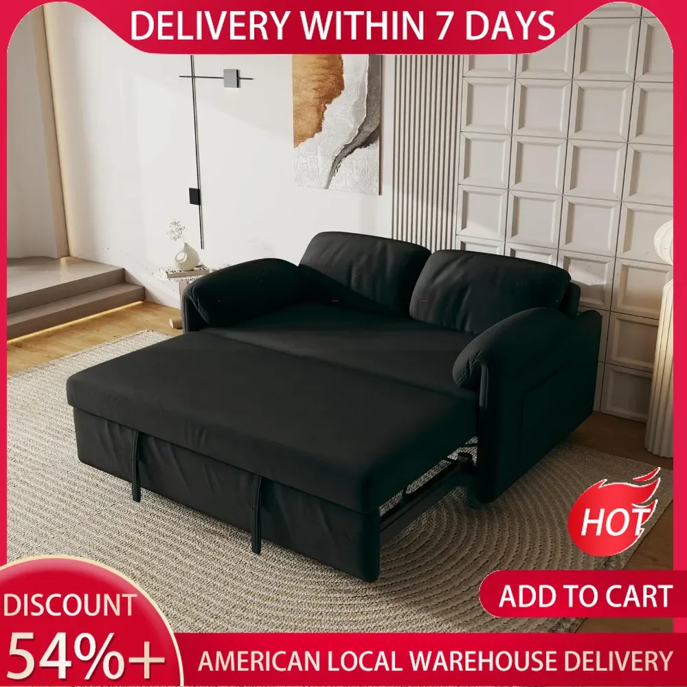 

Sofa 54" Pull Out Couch Bed,3 in 1 Convertible Sleeper with Side Storage,Velvet texture of material Suitable for living room