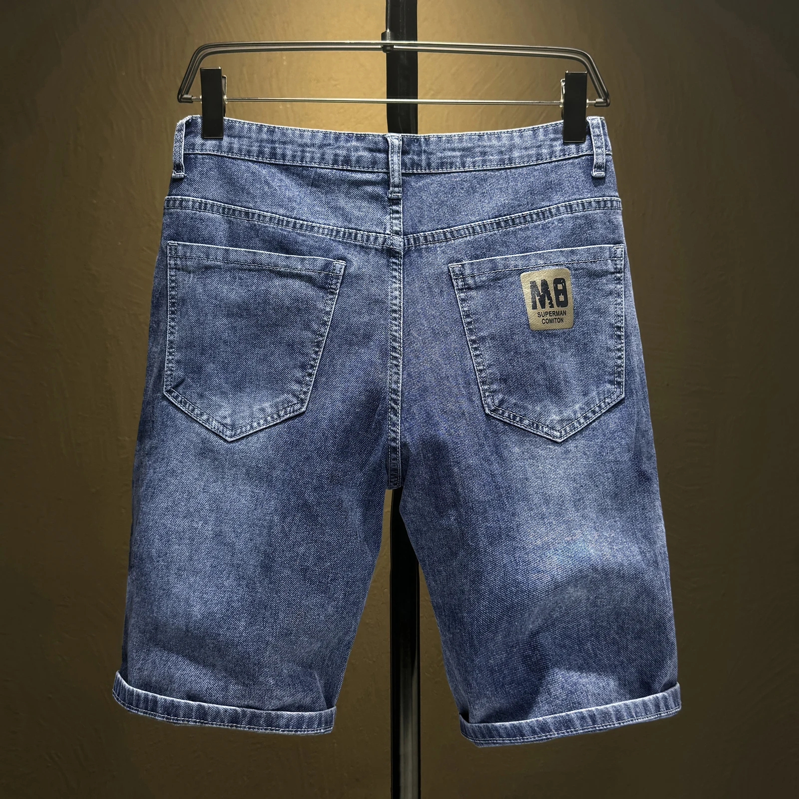 

Летние тонкие джинсовые шорты мужские, эластичные, из ледяного шелка, свободного кроя, длиной до колена, светлые джинсы, мужские брюки