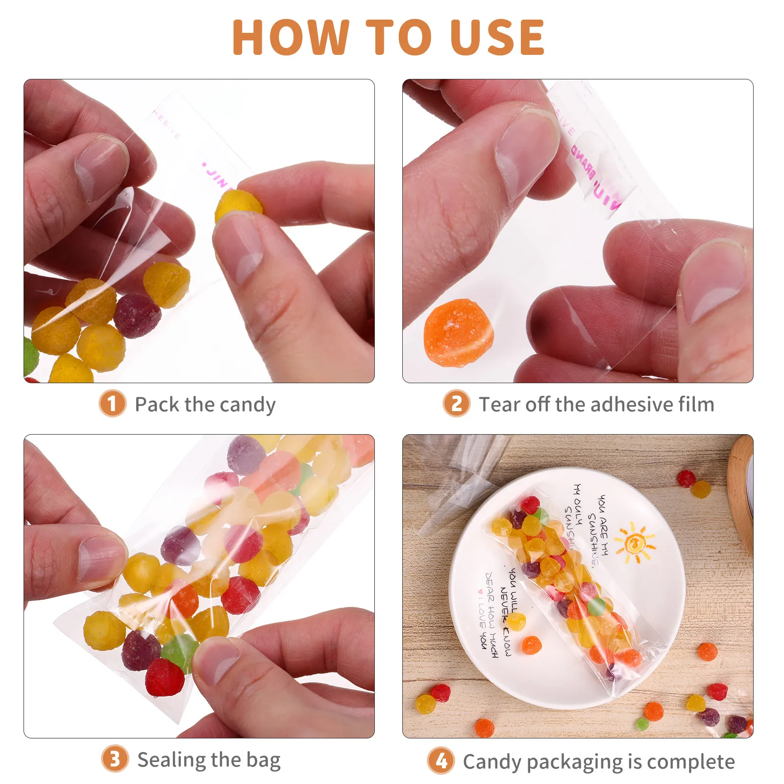 200枚入り 透明自己粘着OPP袋 5x27cm 長尺セロフ - Cellophane Wrap Clear のレビューと価格