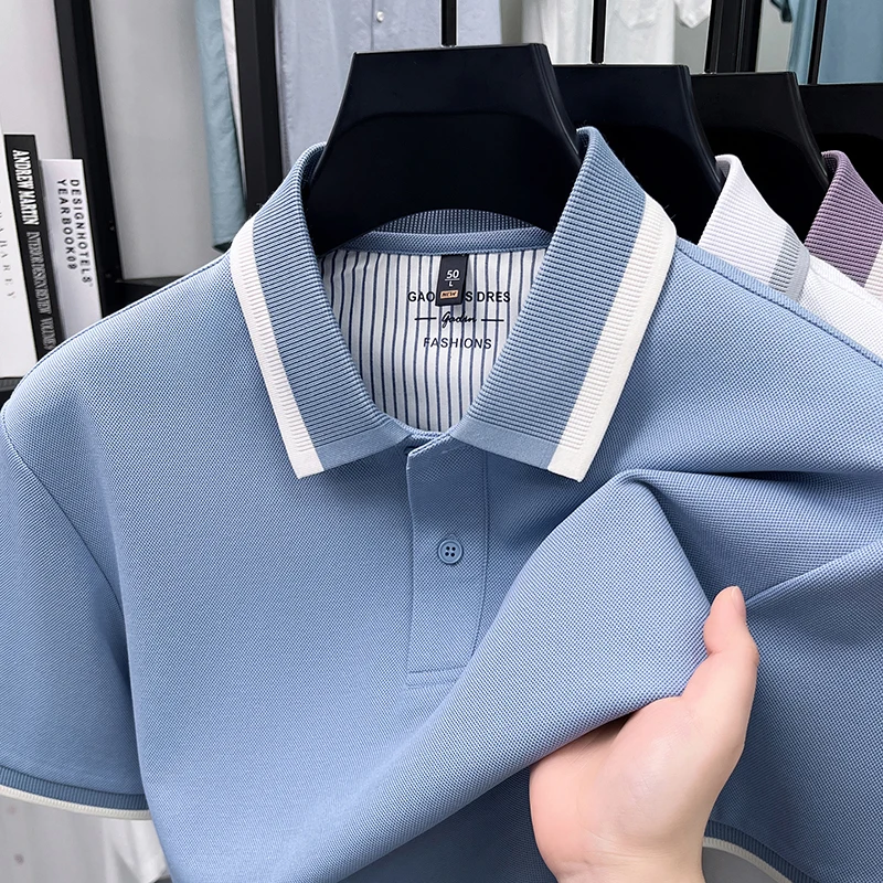 Light luxury new short sleeve polo shirt high-end summer skin friendly breathable comfort T-shirt trend casual lapel men's wear
