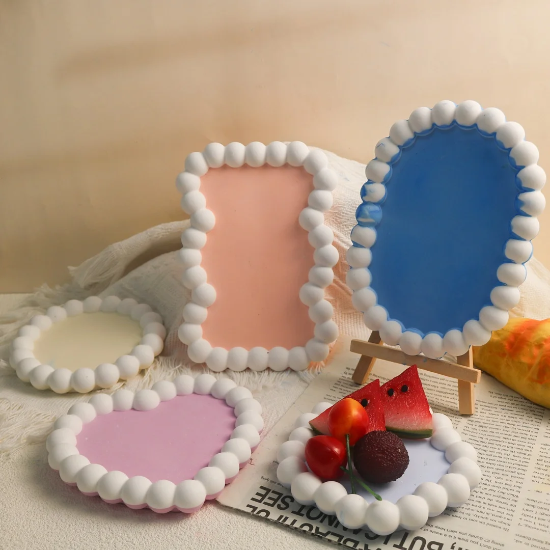 DIY Circular Oval Heart Shaped Bubble Coaster Silicone Mold Storage Coaster Gypsum Tabletop Decoration Moulds