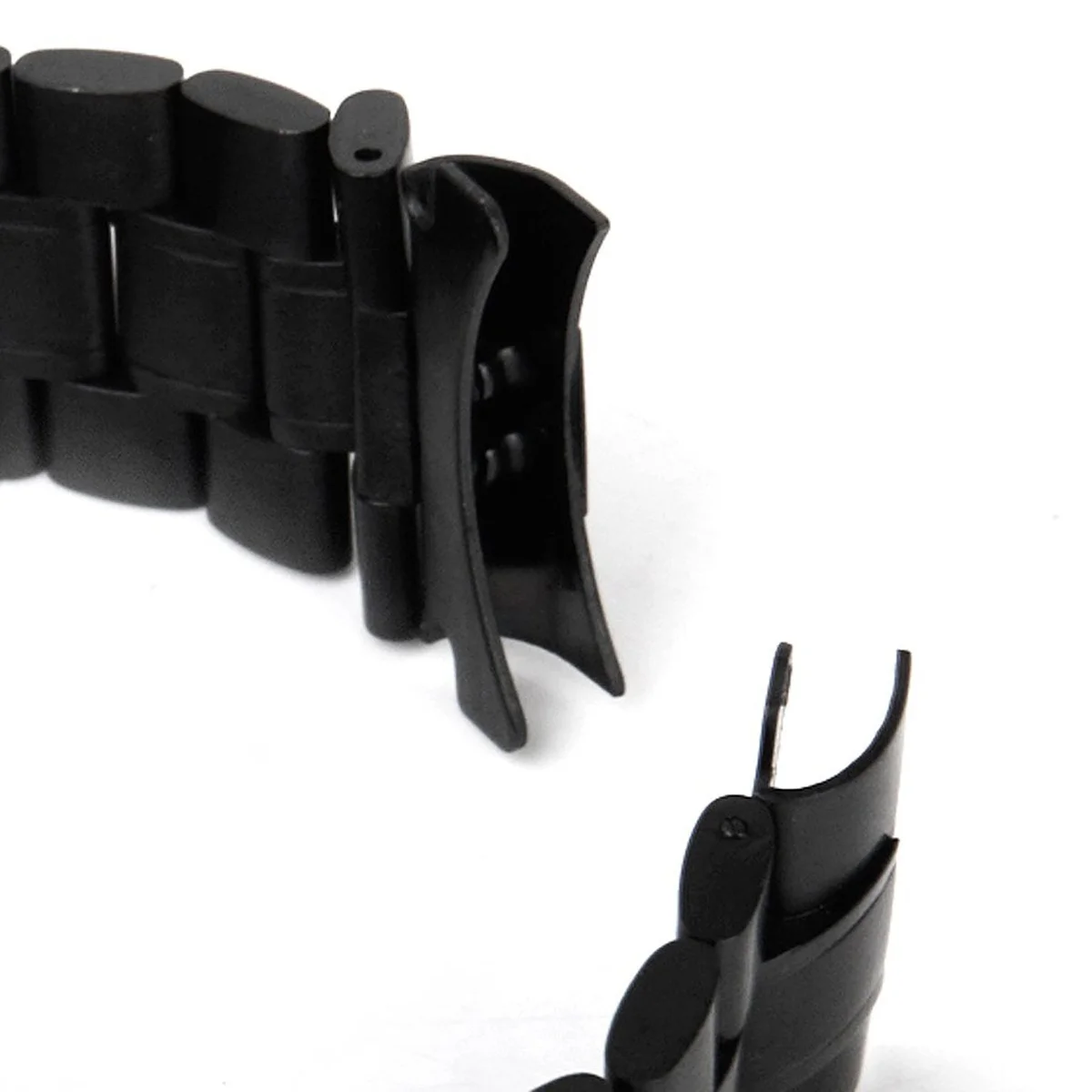 24Mm Stainless Steel Strap Solid Links Curved End Black 180Mm 3.5Mm Foldover Clasp Push Button Replacement For Damaged Band With