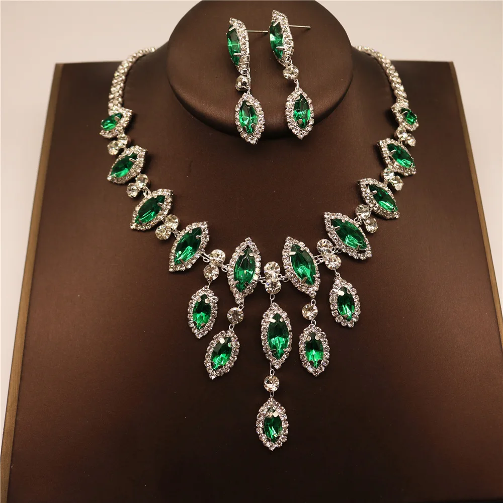 Crystal Necklace Necklace For Women Choker Collares Para mujer goth цепочка на шею женская jewelry Drop necklace earrings set