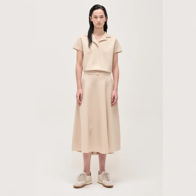 

Korean Sle Spring Faion Set Pure Color Turn-down Collar Knitted ort Sve Jaet High Waist Knitted f Skirt