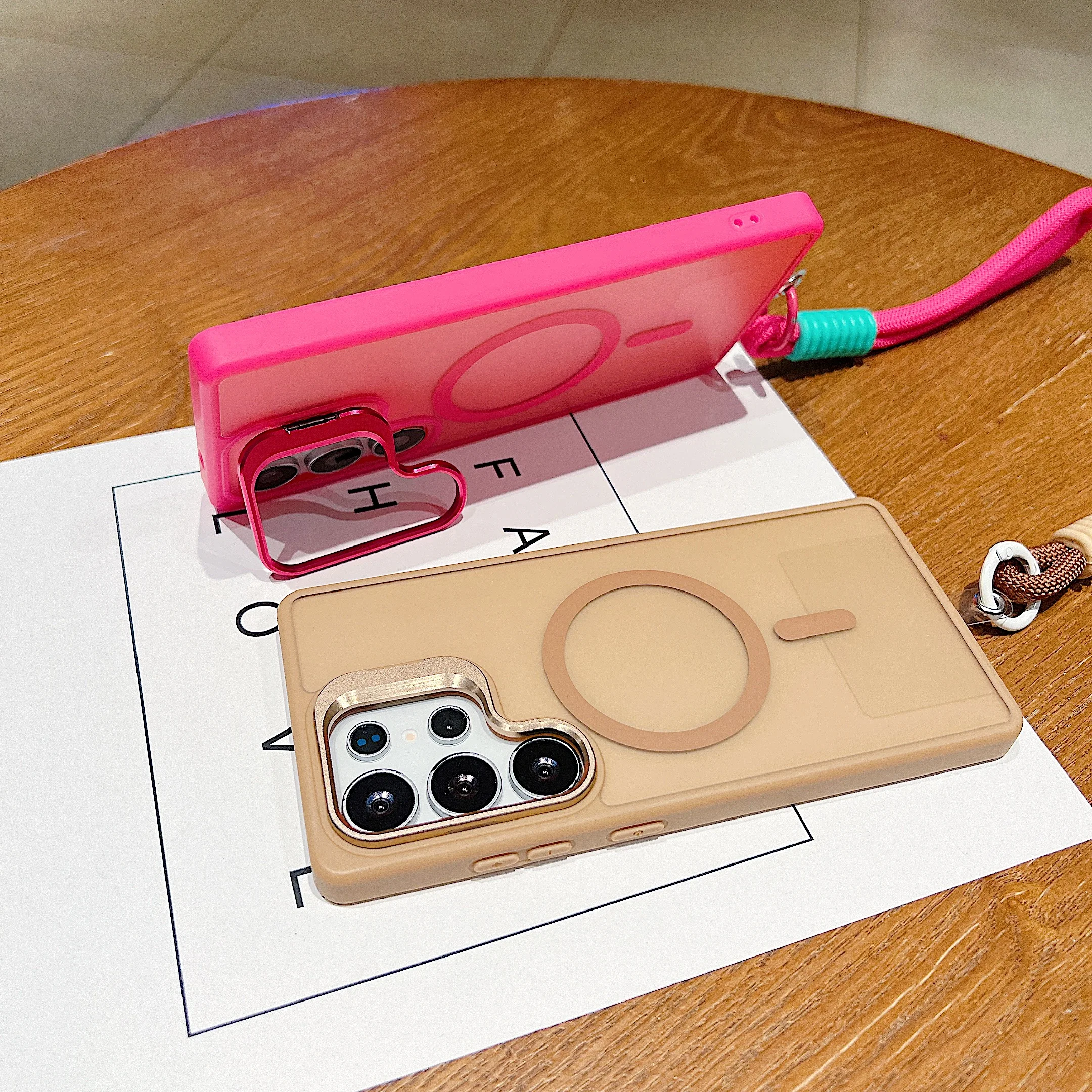 

New Translucent With Lanyard Shockproof Cover For Magsafe For Samsung Galaxy S25 S24 S26 Ultra Plus FE A56 A36 A26 Magnetic Case