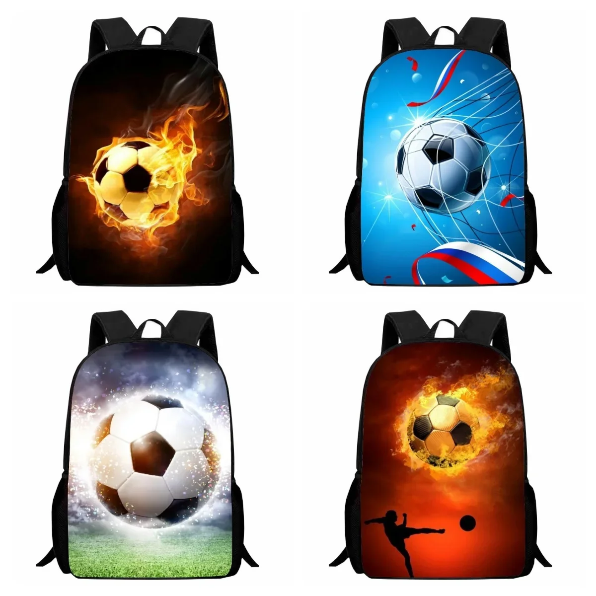 Sports Football Backpack School Bag Unisex Fashion Soccer Print Travel Bag for Students Outdoor