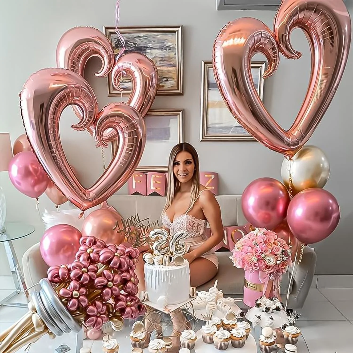 36 Zoll Herzförmiger Aluminiumfolienballon mit Haken, Valentinstag, Jahrestag, Geburtstagsdekoration – Detail 7