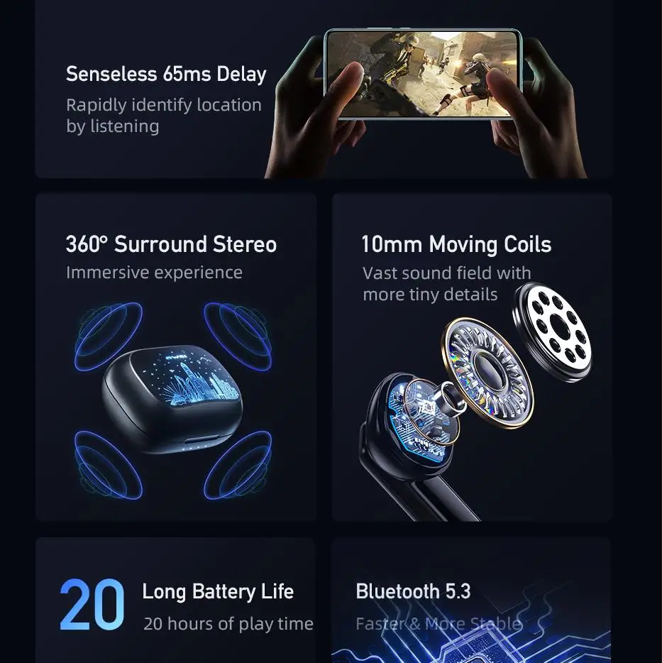 Awei T53 TWS หูฟังไร้สายบลูทูธ5.3สีสันเกมหูฟังลดเสียงรบกวนหูฟังสำหรับ Xiaomi Samsung