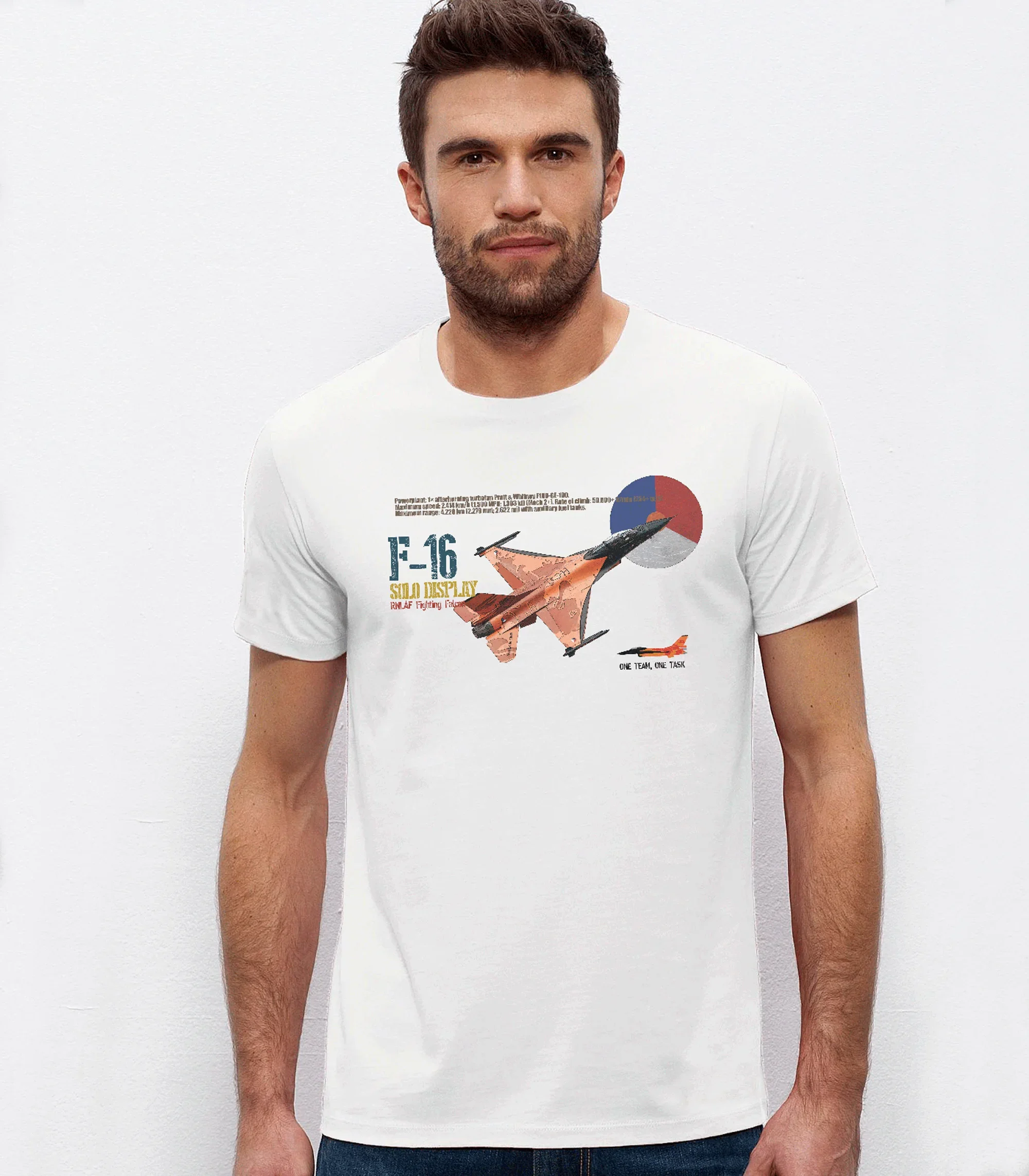 Royal Netherlands Air Force F-16 Falcon Fighter T-Shirt O-Neck Short Sleeve Summer Casual Mens