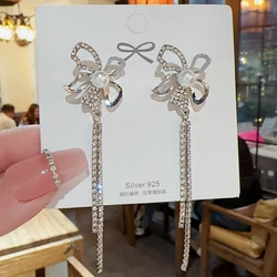 New Women's Tassel Earrings Asymmetrical Crystal Thread Statement Hanging Earrings for Ladies Hollow Twist Butterfly Ear Jewelry