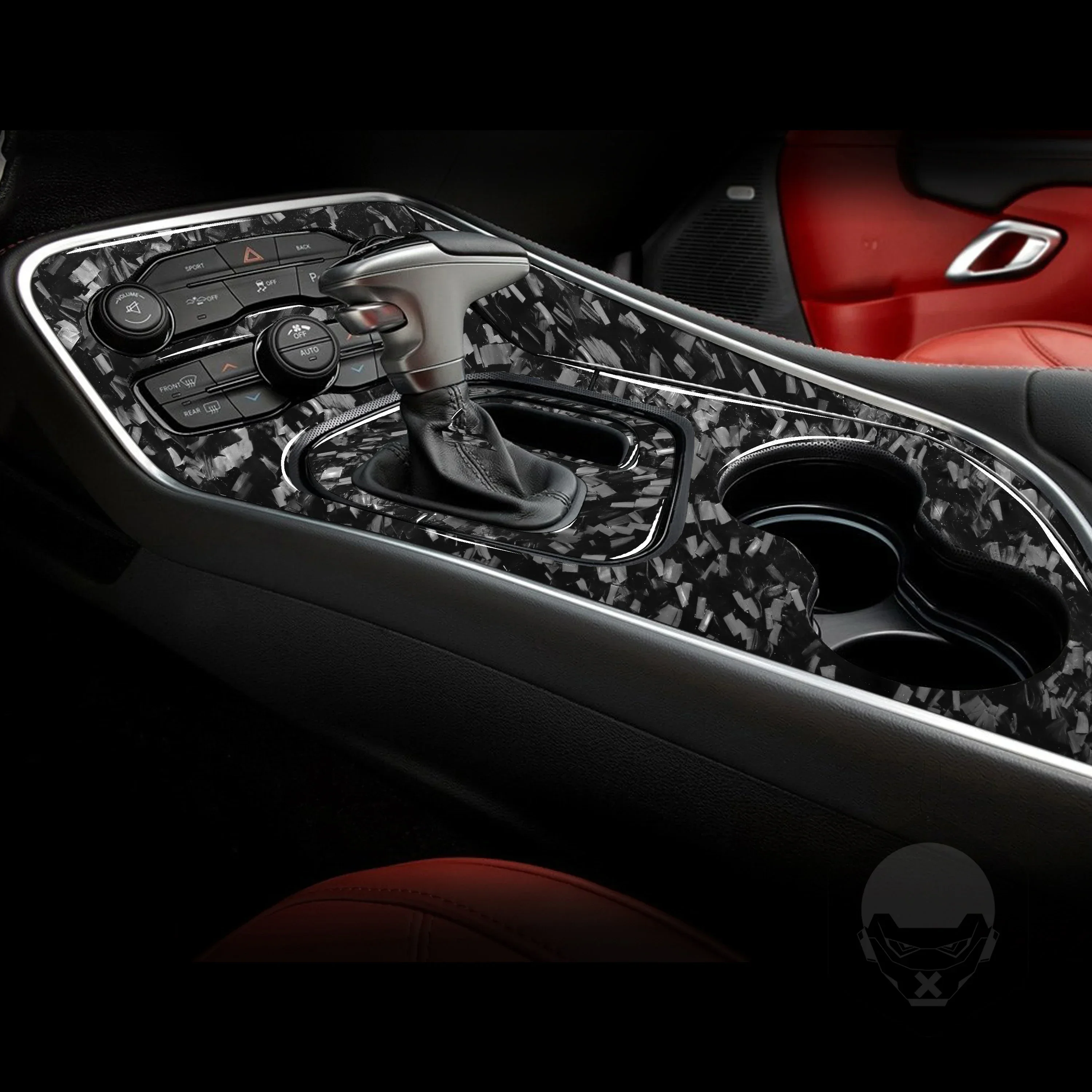 

For Dodge Challenger 2015-2025 Accessories Carbon Fiber Car Interior Gear Cup Holder Storage Panel Trim Sticker Decoration
