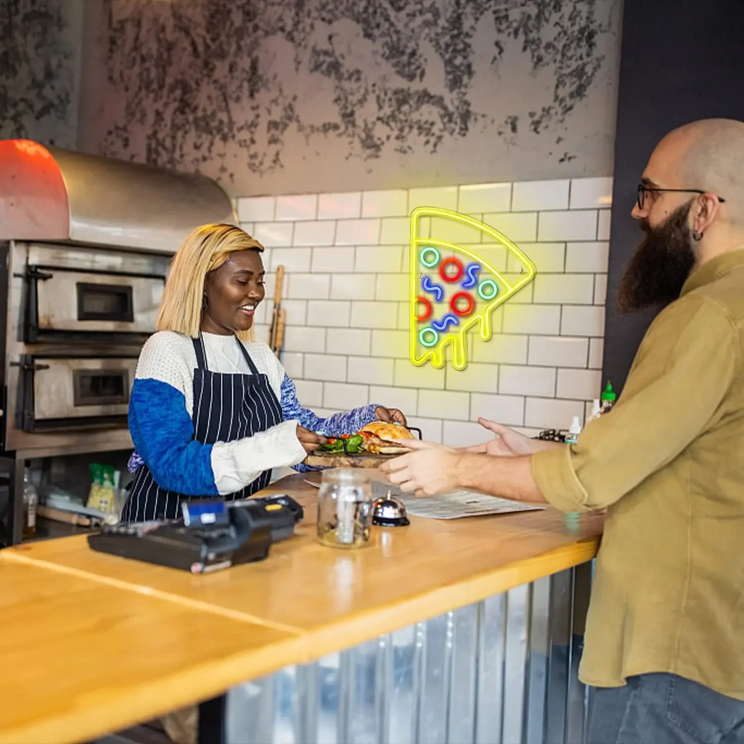 Insegna al Neon a forma di Pizza, insegne con luci al Neon a LED USB, per la decorazione della camera da letto fresca del Pub del partito del ristorante della cucina della Pizzeria