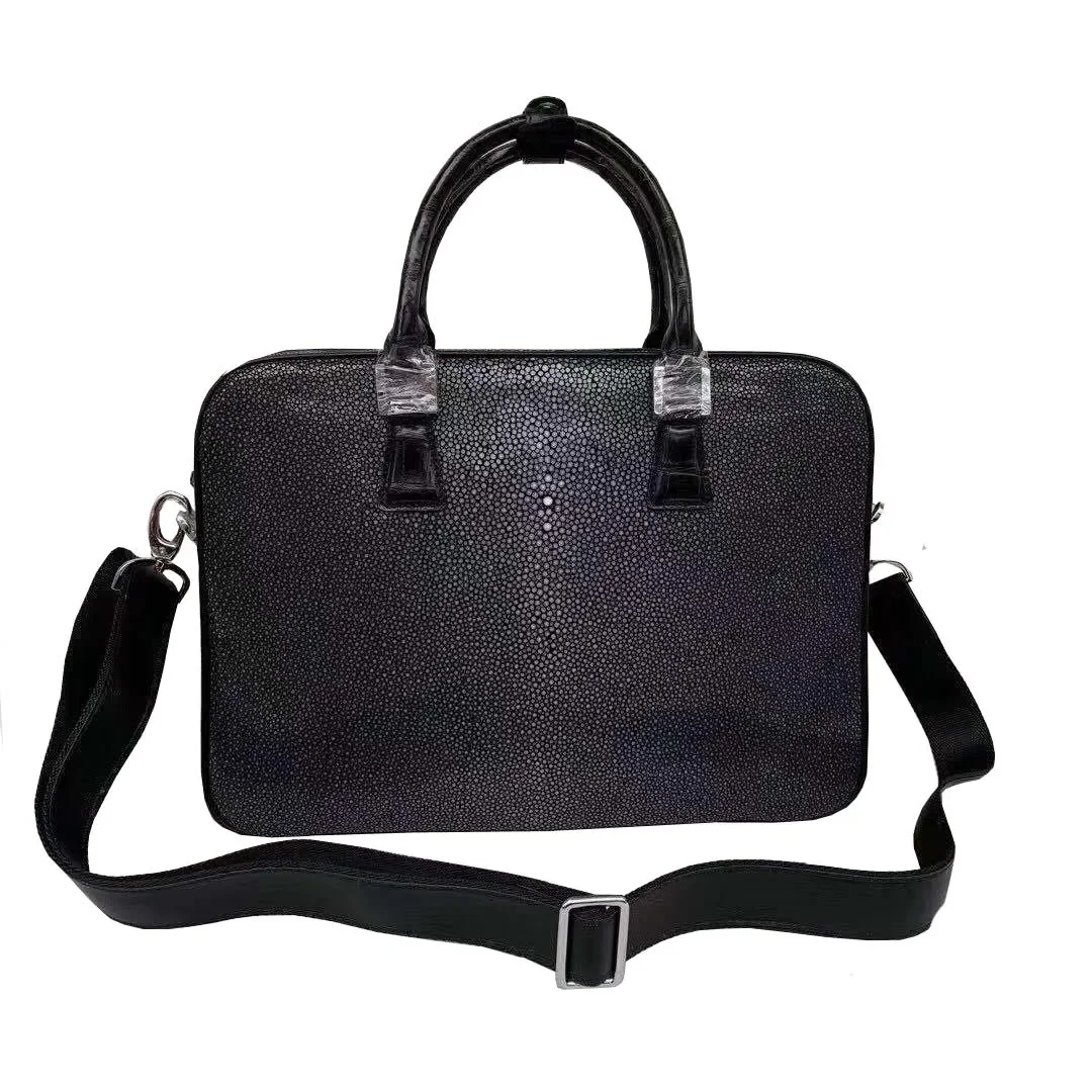 fanzunxing new men stingray handbag men stingray  briefcase stingray skin bag Pearl Skin bag male handbag