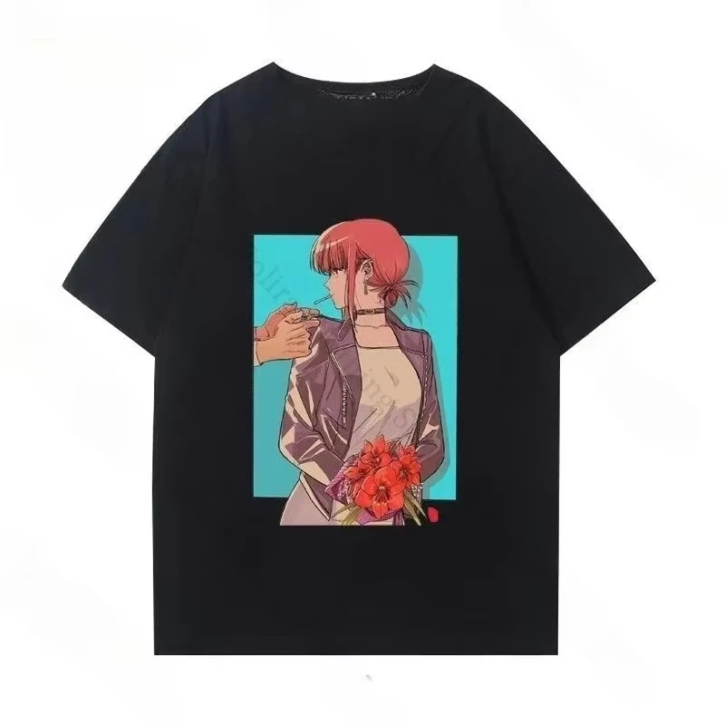 Smoking Behind The Supermarket with You Manga Graphic Print T-Shirt Men Women O-neck Couple Cotton Loose Casual Oversized Top