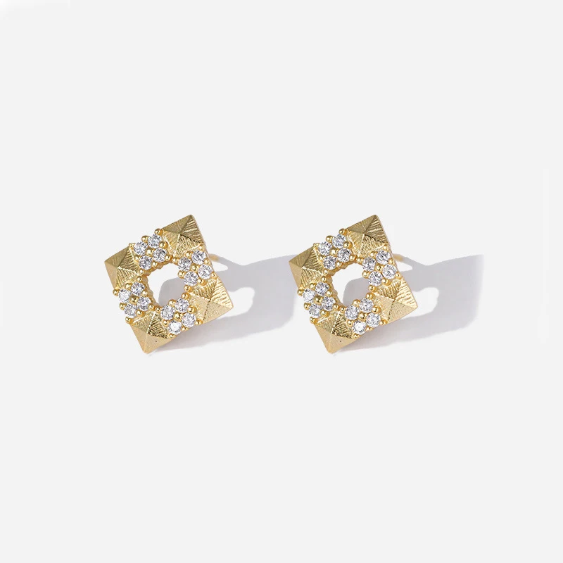 

VIANRLA 18K Gold Earring 925 Sterling Silver Jewelry 14.8mm Square Shape Zircon Earrings Fashion Women's Jewelry