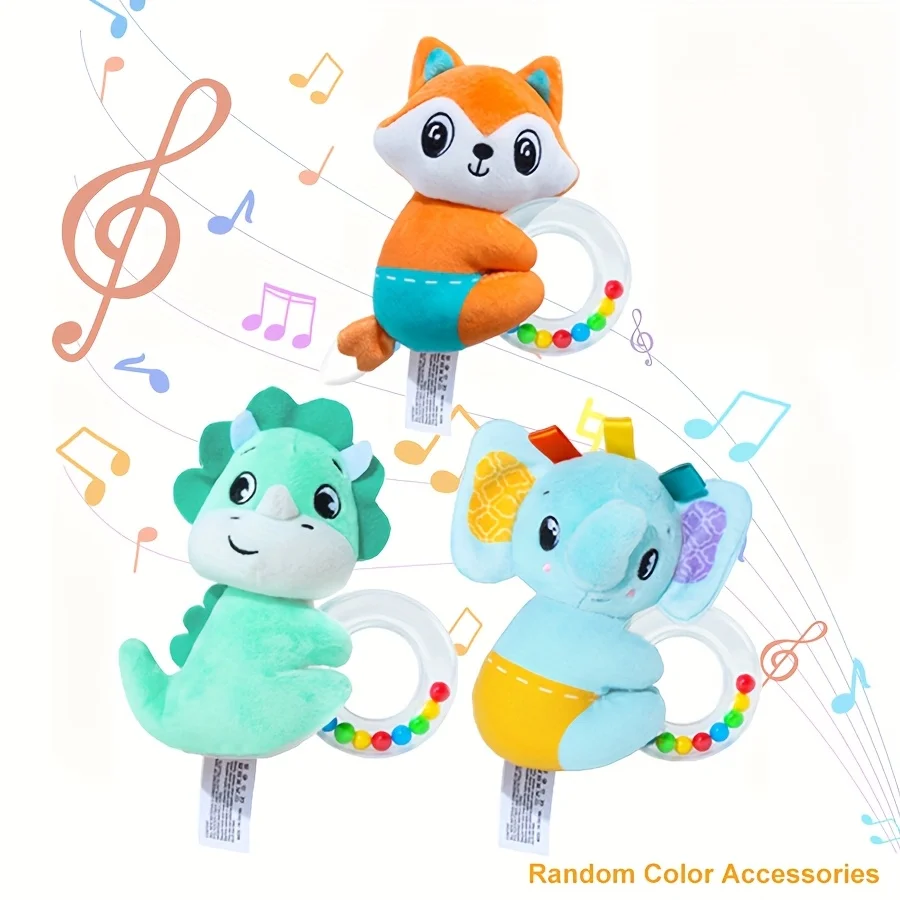 Coctelera de sonajeros suaves para jóvenes, juguetes de desarrollo con agarre manual para jóvenes, lindos juguetes de peluche con sonido para 0-3 años