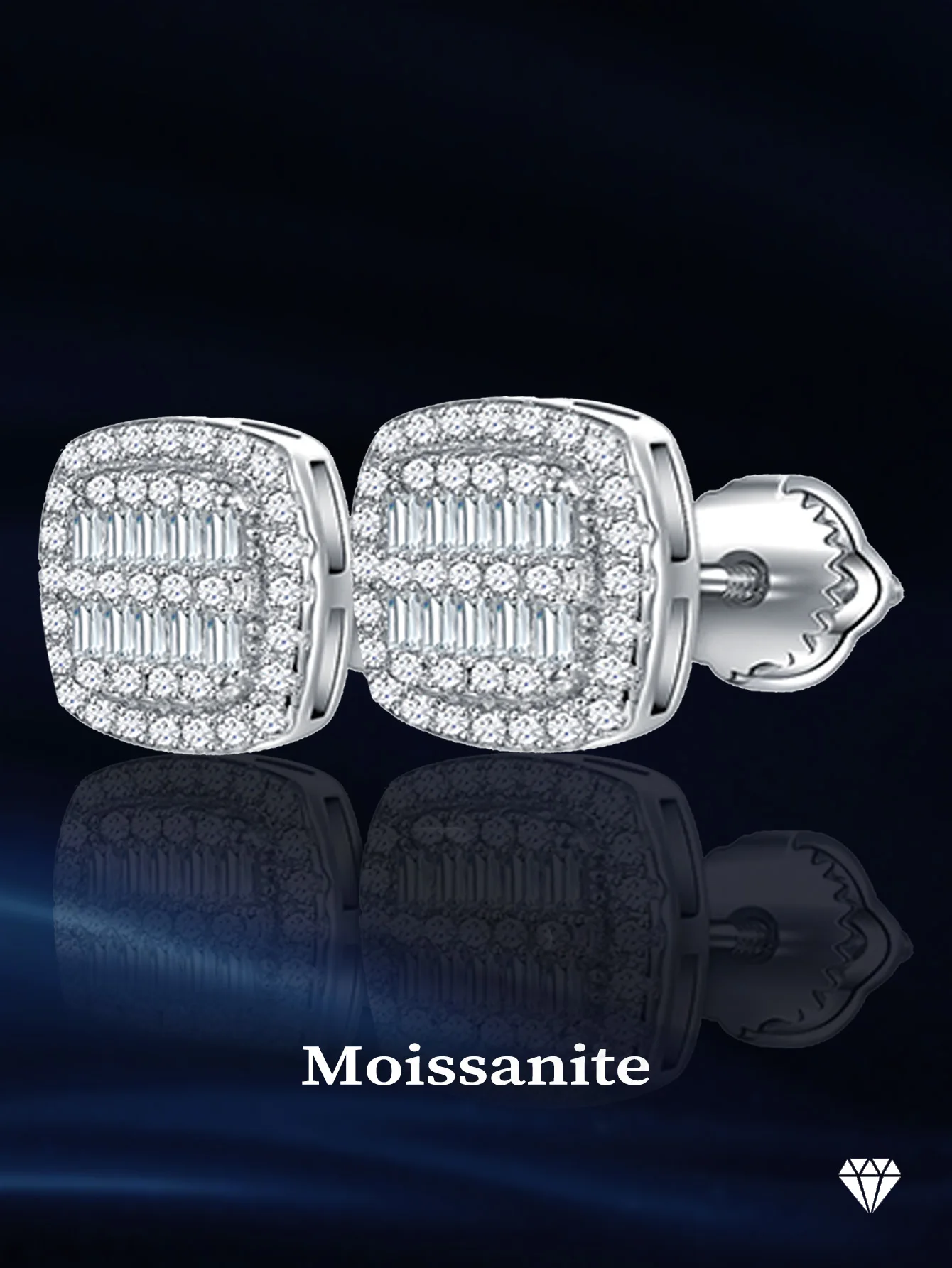 1.17ct Earring Moissanite Stud Earrings Silver 925 Earring for Women Paved Full Diamond Engagement Fashion Jewelry