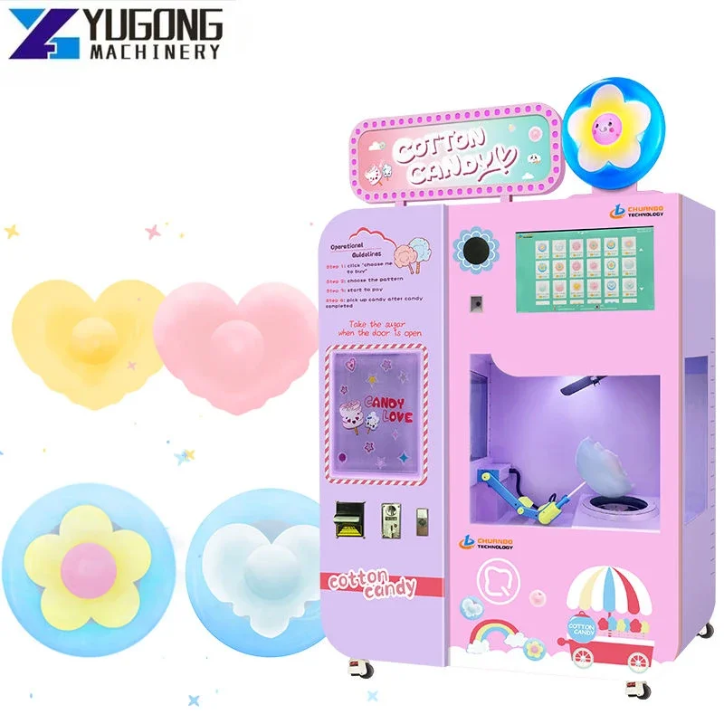 YG Cotton Candy Making Vending Machine Support Multi-Language Automatic Sugar Floss Cotton Candy Vending Machine