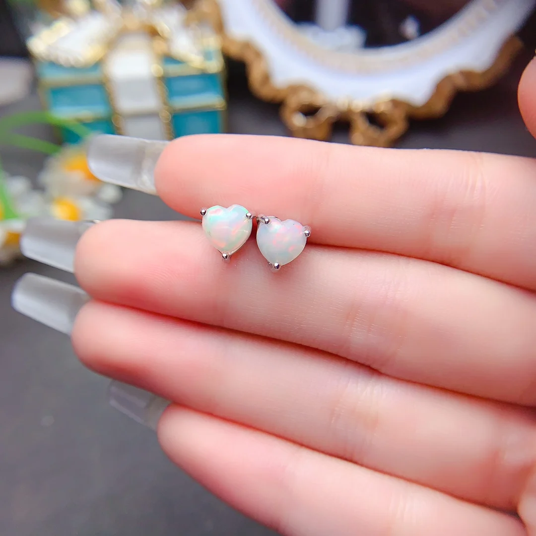 New Ladies Sterling Silver 925 natural opal Earrings Ladies High Quality Pendant Wedding Free Shipping Certified jewelry image 6