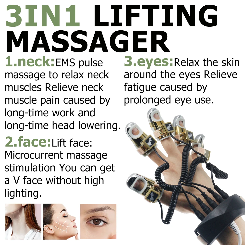 مكركرنت الذهبي إصبع EMS تدليك الاسترخاء تجميل الوجه الجاذبية إصبع الوجه رفع المضادة للتجاعيد الجسم مدلك جديد #6