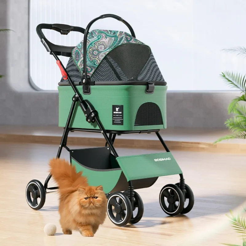 

Separate Design Pet Strollers, High-quality Oxford Cloth Stroller for Dogs 15kg, Foldable Cat Carriers, Dogs Outing Dog Trolley