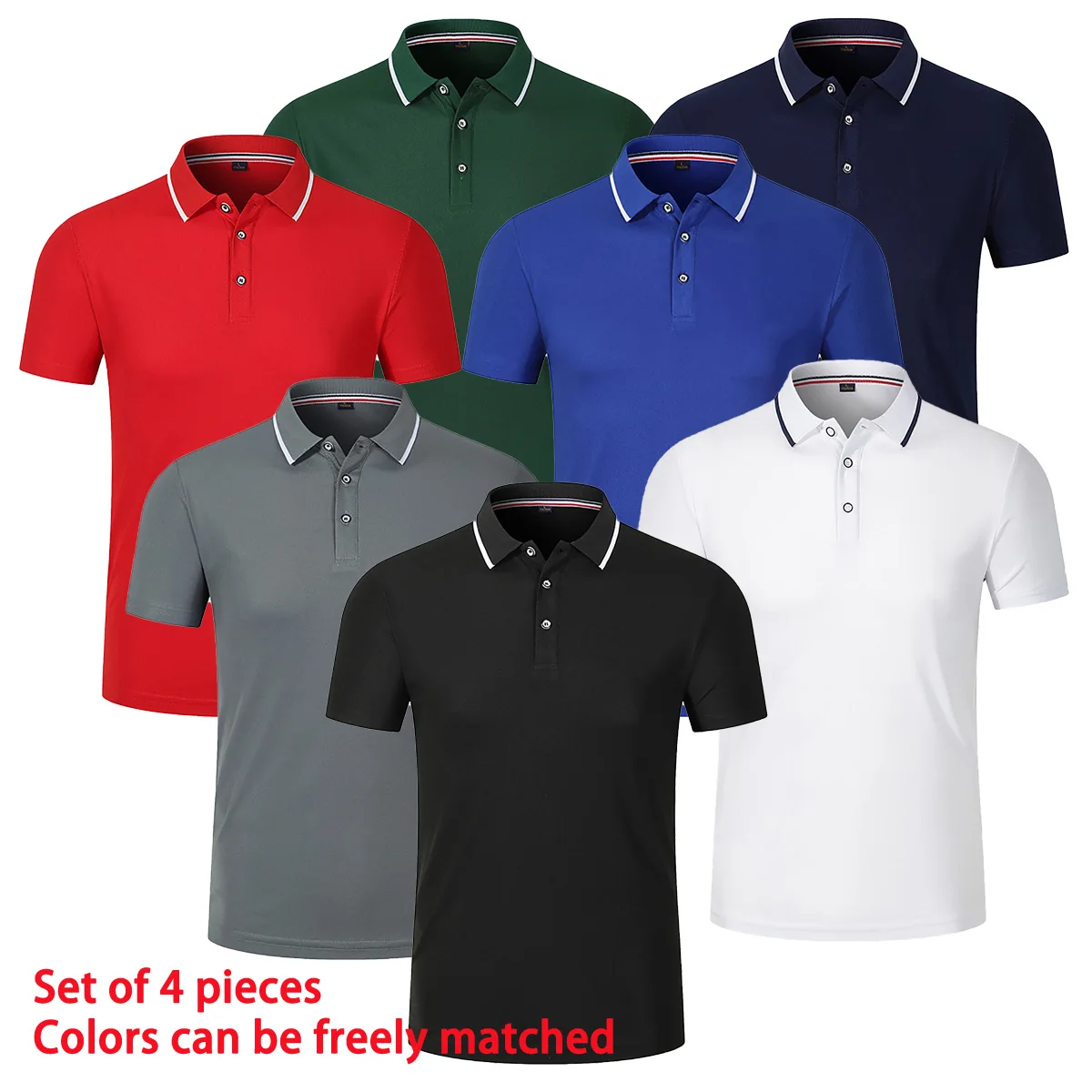 

Men's Solid Color POLO Short Sleeved Round Neck Team Work Clothes 4 Pieces in a Group Colors Can be Freely Matched CSJD