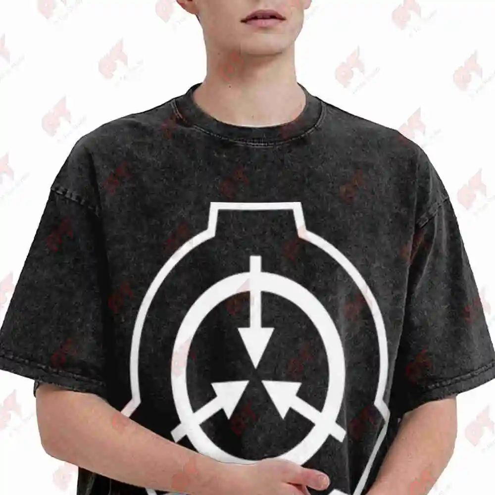 SCP Foundation Logo Famous TV Show Vintage Washed Tee Pure Cotton T-Shirt