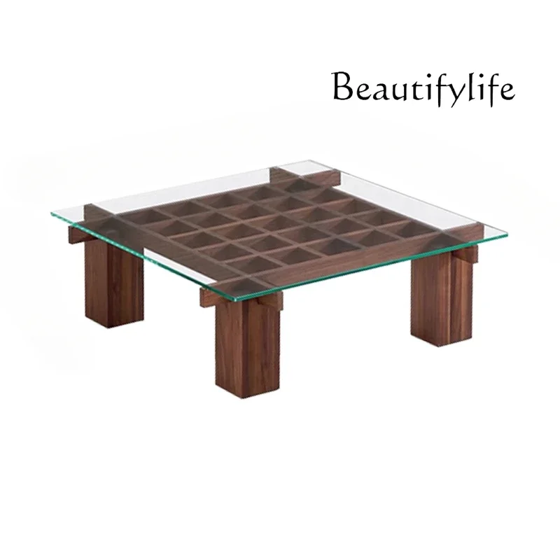 

12Nordic glass coffee table living room home modern simple solid wood light luxury creative tea table