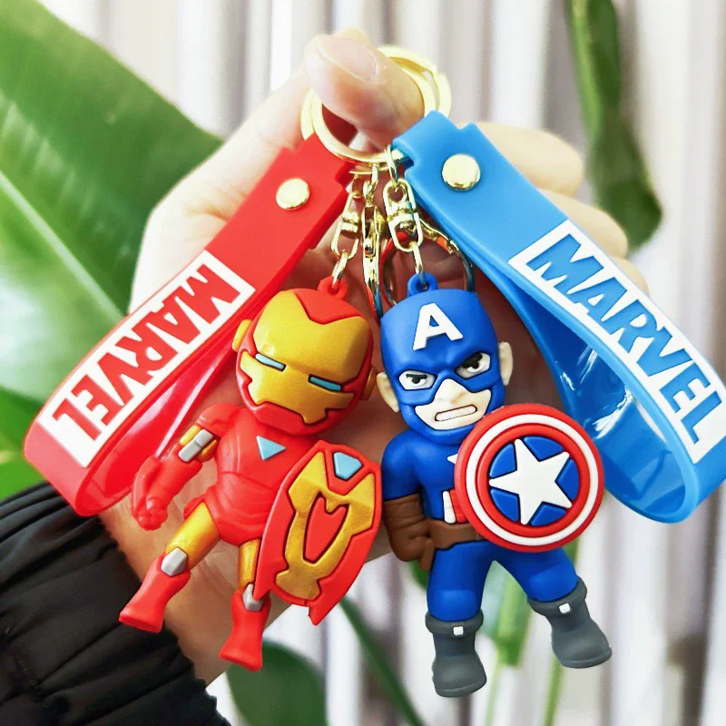 Disney Marvel The Avengers Keychain Cartoon Spiderman Iron Man Captain America Thor Keyring Car Phone Pendent Gifts For Fans