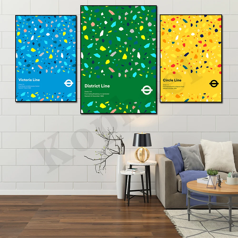 London Area Subway Map Print Abstract Colorful Canvas Painting