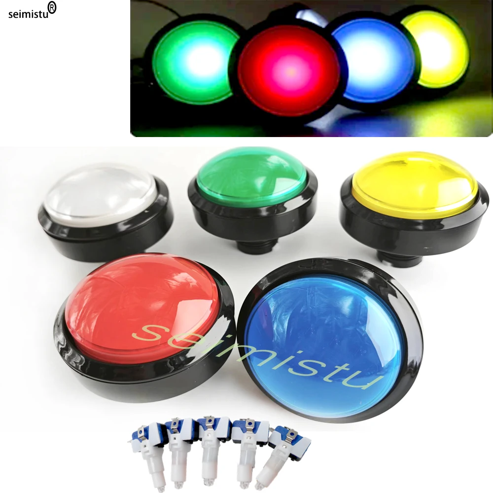 Arcade Button LED Light Lamp 60MM Big Round Arcade Video Game Player Push Button LED Illuminated Push Button Switch DC5V/12V Lig