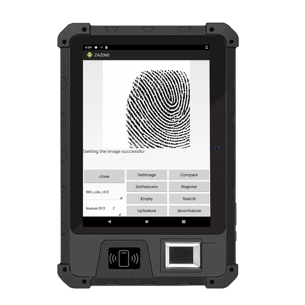 Android industrial biometric 8 Inch rugged tablet with barcode scanner nfc rfid reader fingerprint reader